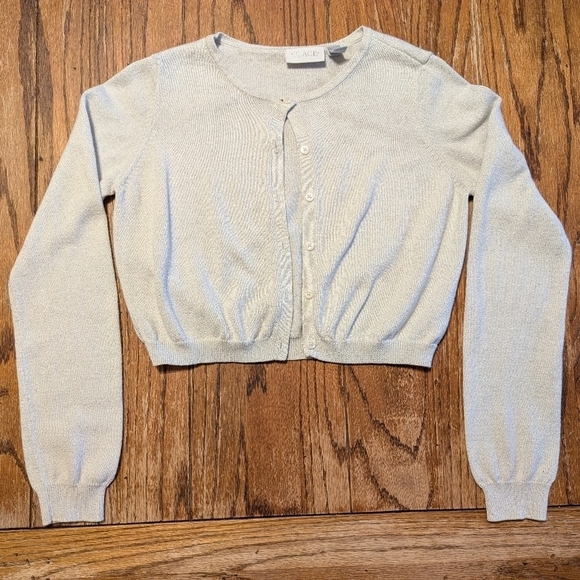 Childrens Place sparkly silver cropped cardigan for girls size XXL - Picture 1 of 9